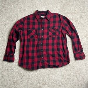 Arizona Jean Company Red and Black Plaid Casual Shirt